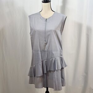 Zara Trafaluc Collection Drop Waist Zip Front Lightweight Ruffle Dress M…